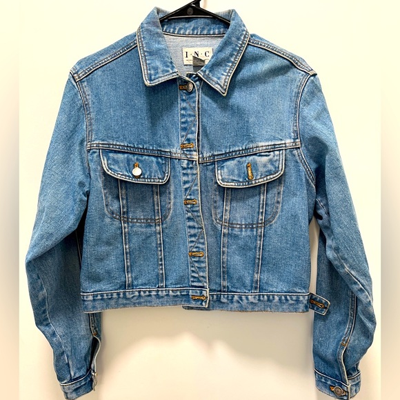 INC Blue Jean Jacket 80s Style SzL - Picture 1 of 5